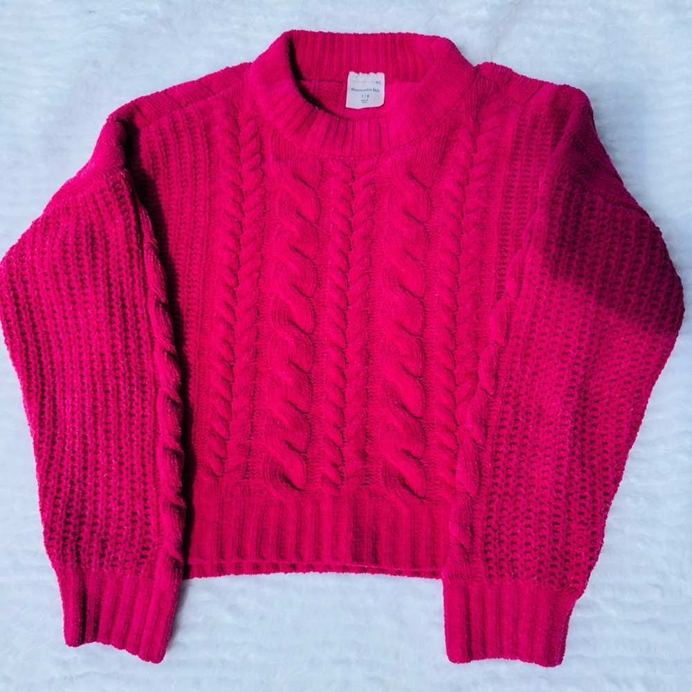 Abercrombie Kids Bright Pink Cable Knit Sweater